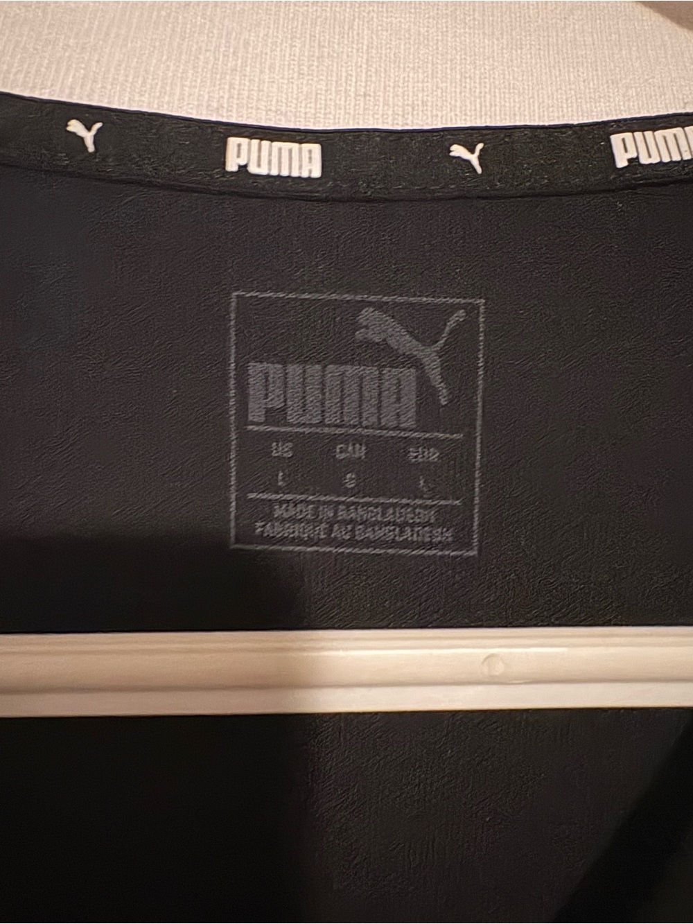 Puma Black Polo with White Chest Stripe and Collar - Picture 4 of 4